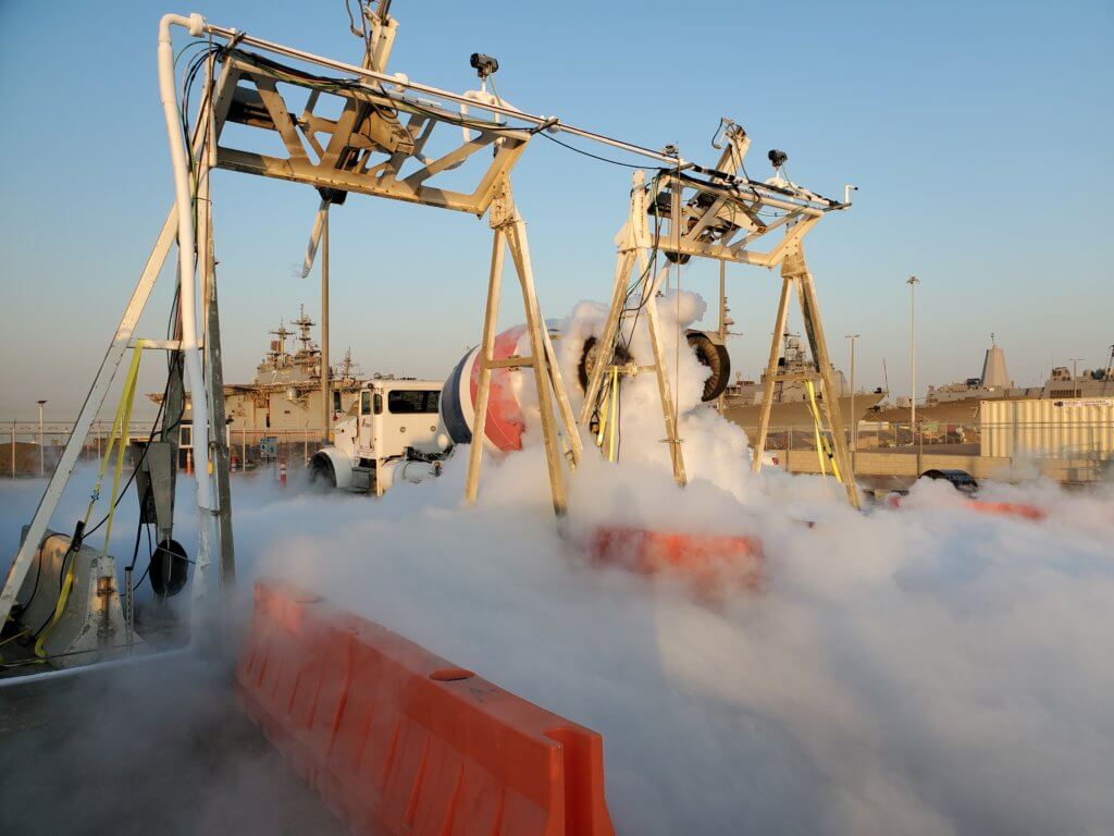 Liquid nitrogen cooling concrete